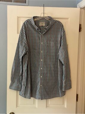 Oak Hill Wrinkle Free Button Down Shirt Cool & Dry Blue Brown Check XXL 2XL